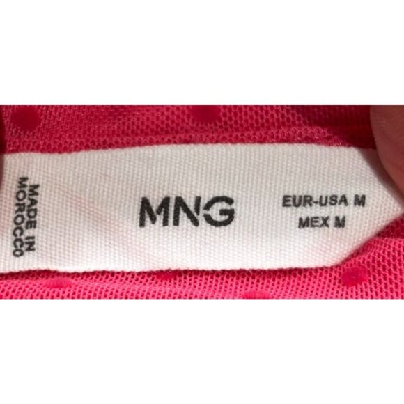 MNG Pink Long-Sleeve Textured Mesh Top Size M - Picture 5 of 13